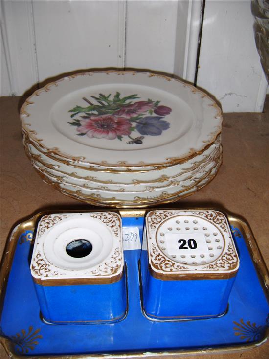 Jacob Petit plates and inkstand